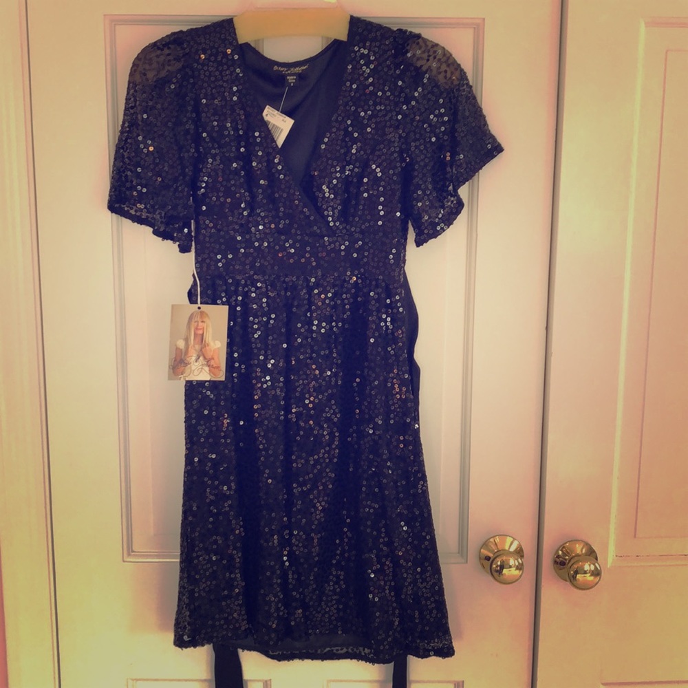 Betsey Johnson black sequin party dress 4 NWT